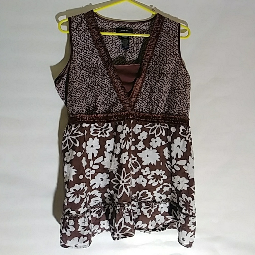 Brown and white blouse